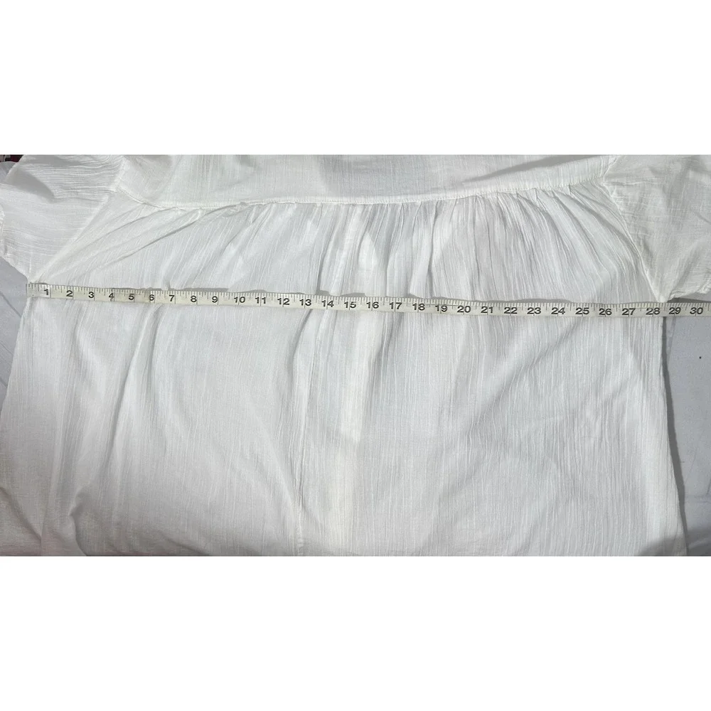 We The Free Float Away Shirt Womens M White Button Up Lightweight Short Sleeve - Picture 4 of 7